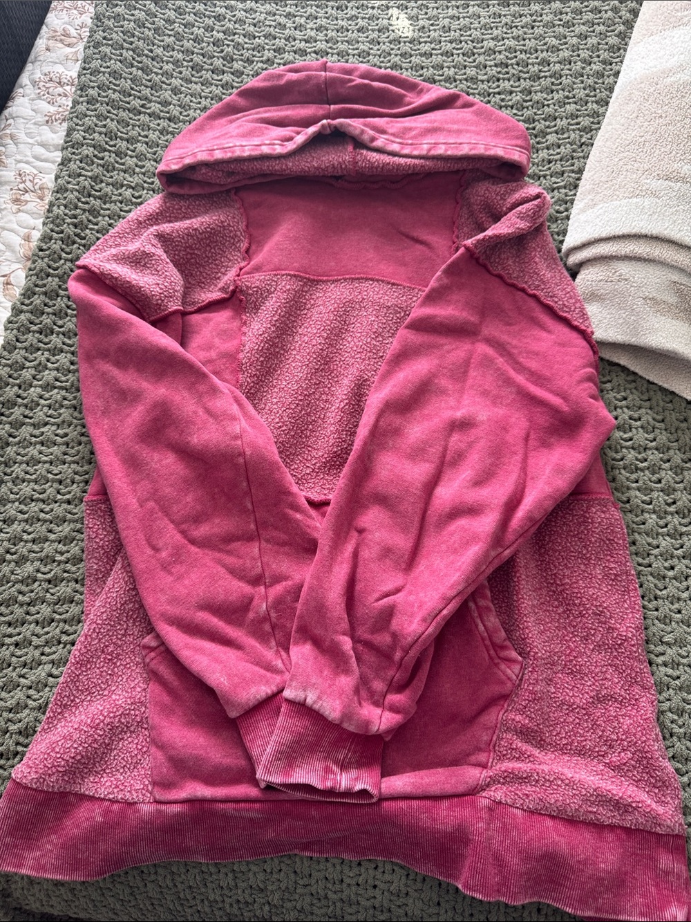 Buckle Plush Hooded Fleece Pullover - Rose Pink